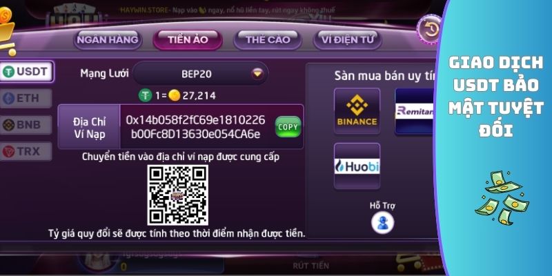 Giao dịch USDT bảo mật tuyệt đối