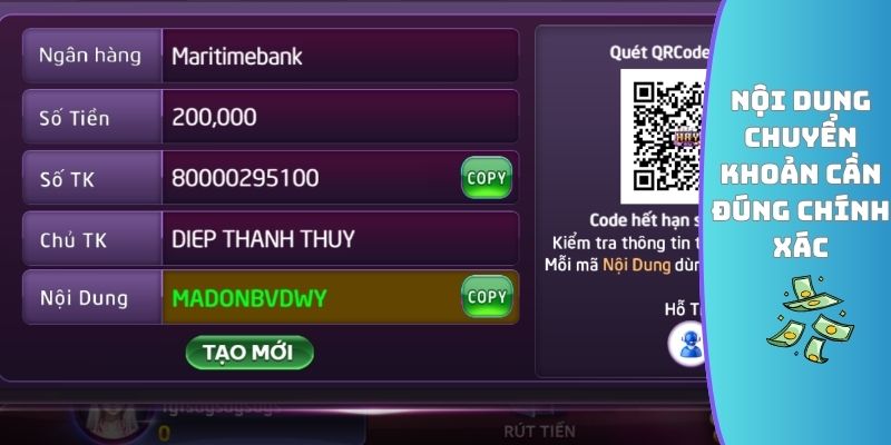 Nội dung chuyển khoản cần đúng chính xác